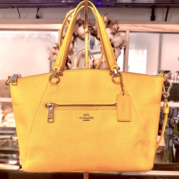 COACH Prairie Satchel in Pebble Leather - Yellow - EUC - Picture 16 of 17